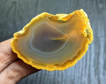 Natural Carnelian Agate Slice 50x37x4mm | Polished Banded Agate Slab | Orange Chalcedony Crystal | Lapidary & Wire Wrap Stone