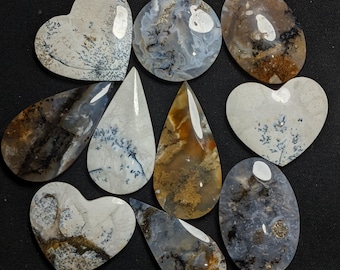Shazar Scenic Dendrite Agate Cabochon Natural Dendritic Agate Gemstone for jewelry