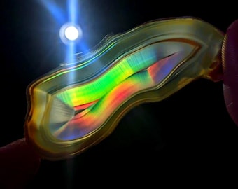 Iris Agate Slice 41x19x1mm, Rainbow Agate Slab 3mm Thin, Natural Agate Crystal Slice, Collector Display Specimen