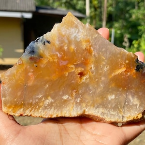 Plume Agate Slab 120 x 85 x 13 mm, Natural Stone Decor, Unique Home Accent, Healing Crystal, Geode Display
