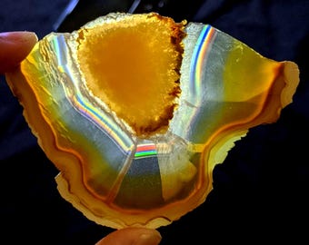 Iris Agate Slab Choose Your Own | Rainbow Iris Agate Slice | Natural Translucent Agate Specimen | Collector Display Crystal Stone