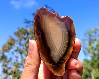 Natural Brown Agate Bookends Pair | Polished Banded Agate Crystal Display | 64x35x46 & 63x37x42 mm Home Decor Gift