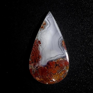 Teardrop Moss Agate Cabochon: AAA Quality Gemstone for Jewelry (38x21x5mm)