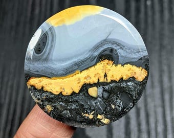 Scenic Maligano Jasper Cabochon | Natural Picture Jasper Round Gemstone | Landscape Stone for Wire Wrap Pendant Jewelry Making