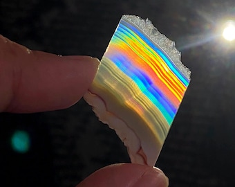Rainbow Iris Agate Slice - Collectible Gemstone - Indonesia Rare Quality Rainbow Agate Stone - Gift for Her