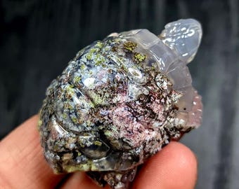 Moss Agate Turtle Carving | Hand Carved Natural Dendritic Agate Turtle Figurine | Crystal Animal Decor | 41x26x20 mm Gift