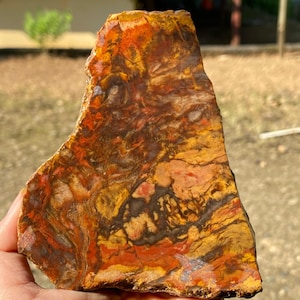 Natural Red Creek Jasper Pendant | Unpolished Multicolor Picasso Jasper Flat Slab | Unique Boho Jewelry, Handmade Gemstone Gift