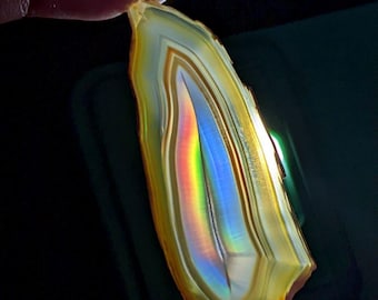 Rainbow Iris Agate Slice - Collectible Gemstone - Indonesia Rare Quality Rainbow Agate Stone - Gift for Her