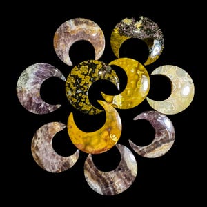 Crescent Moon Crystal | Natural Gemstone Crescent Moon Pendant | Healing Crystals Stone Crescent for Jewelry Making
