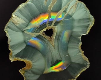 Iris Agate Cabochon 30x27x2mm, Rainbow Iris Agate, Natural Agate Gemstone, Spectacular Color Flash, Jewelry Making Stone