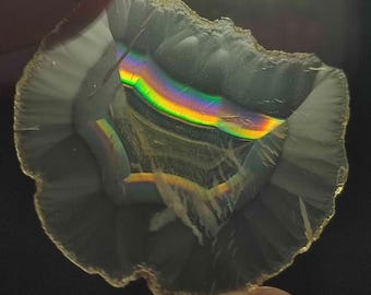 Iris Agate Cabochon 32x27x2mm, Rainbow Iris Agate, Natural Agate Gemstone, Multicolor Rainbow Flash, Jewelry Making Stone
