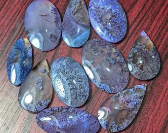 Purple Dyed Agate Cabochon Lot 10 pcs, Natural Indonesian Agate, Oval Round Cabochons, Translucent Gemstones, Jewelry Making Supply