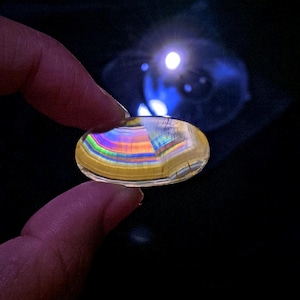 Iris Agate Cabochon 25x13x3mm, Rainbow Agate Slice, Natural Banded Agate, Translucent Gemstone, Jewelry Making Supply