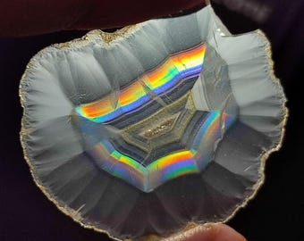Rainbow Iris Agate Slice - Collectible Gemstone - Indonesia Rare Quality Rainbow Agate Stone - Gift for Her