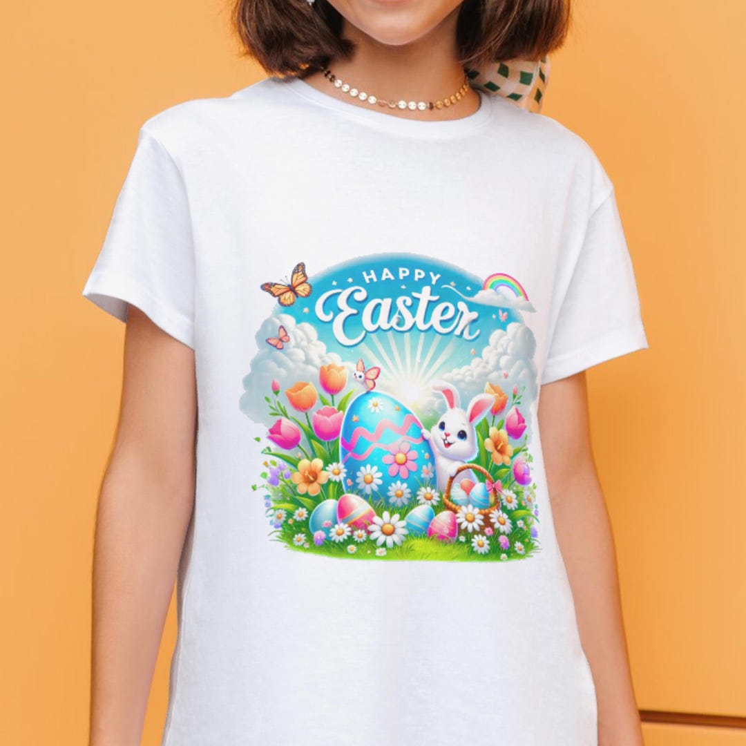 Happy Easter Bunny With Colorful Eggs - Cute Spring Easter Holiday ...