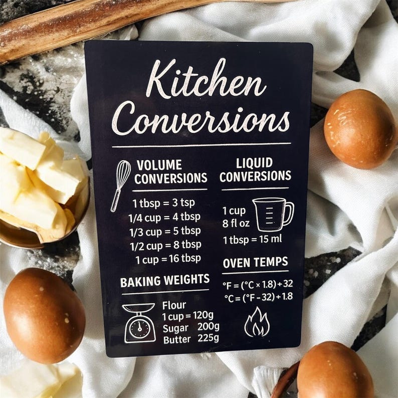 Kitchen Conversion Chart Magnet – Baking & Cooking Cheat Sheet - Etsy