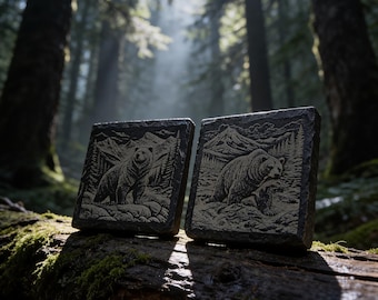 Custom Slate Drink Coasters – Laser Engraved Natural Stone – Anniversary or Wedding Gift