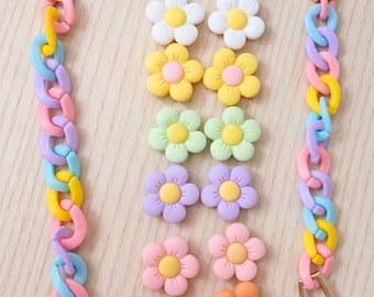 Juego de 14 adornos para Crocs: margaritas de colores para zapatos, estilo macarrón pastel