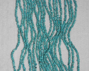 Turquoise, Turquoise Mini Chips, 3-4 mm, Natural Turquoise, Blue Bead, Smooth Chips, Semi Precious, Spacer Bead, Full Strand, AdrianasBeads