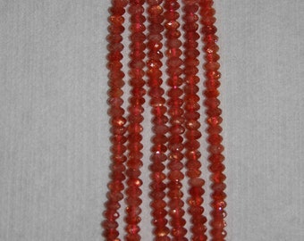 Sunstone Faceted Rondelle Gemstone Beads Jewelry Making Crafts 13 Strand Beautiful Natural Orange Sunstone Micro Cut Beads 2 mm