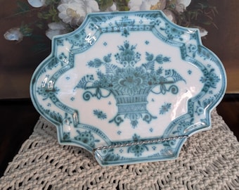 Rare Green Delft Scalloped Plate - Made in Holland