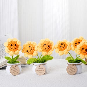 Thank You For Helping Me Grow Pot Gift,Custom Cute Handmade Crochet Sunflowers,Back to school Gift-Gift for Classmate/Team/Teachers/Friends