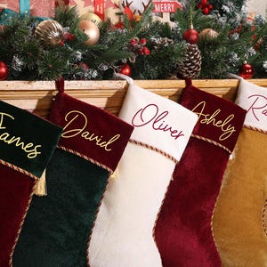 Personalized Velvet Christmas Stockings: Holiday Decor, Custom Name