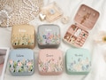 Personalized Floral Leather Travel Jewelry Box, Bridesmaid Gift