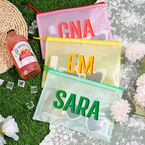 Personalized Shadow Monogram Beach Pouch, Waterproof PVC Bridesmaid Gift