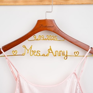 Personalized Wedding Dress Hanger: Engraved Wood, Custom Wire Name