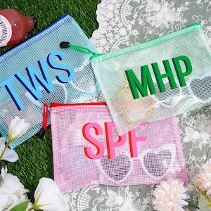 Große Schatten Monogramm Pool Tasche, Brautjungfern Hochzeit Tasche, Sonnencreme Aufbewahrungstasche, Junggesellinnenabschied Geschenk, Abschlussgeschenk, Mädchen Reise