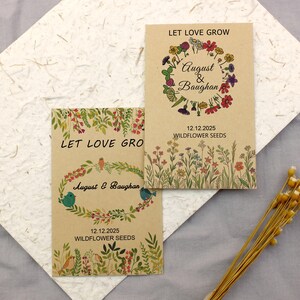 Personalized Wildflower Seed Packets for Weddings - Bulk Eco-Friendly Bridal Shower Guest Favors with Plantable Seeds