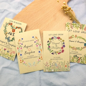 Personalized Wildflower Seed Packets – Custom Wedding Favors with Seeds Included for Bridal Shower & Guests (Bulk)