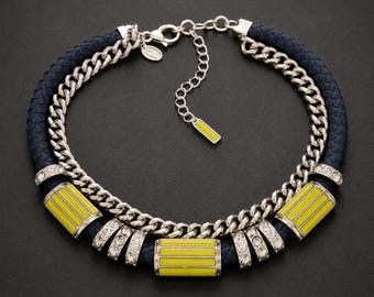 Lia Sophia Chunky Y2K Mixed Media Statement Necklace