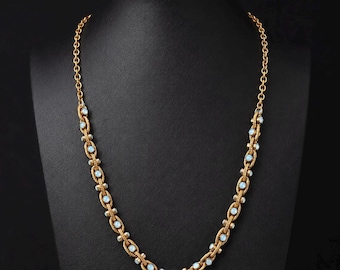 Catherine Popesco Vintage Goldstone and Opalite Glass Necklace - Signed