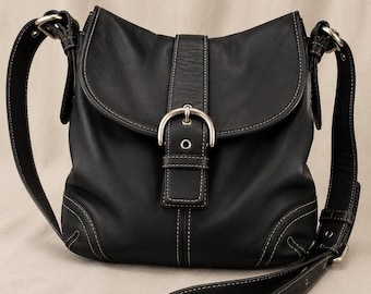 Coach Vintage Soho Black Leather Flap Crossbody / Shoulder Bag