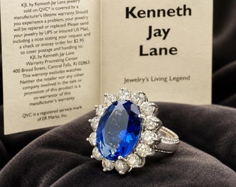 Kenneth Jay Lane Vintage Princess Simulated Sapphire Statement Ring