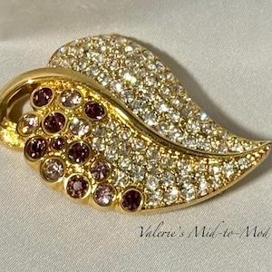 Swarovski Crystal Leaf Pin - Vintage Swan Logo