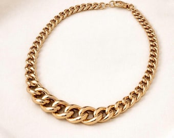 Milor Bronze Vintage Chunky Chain Link Necklace - Signed, Made in Italy