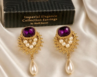 Shaill Jhaveri for Avon Vintage Statement Drop Clip Earrings - Imperial Ellegance Collection (IOB)