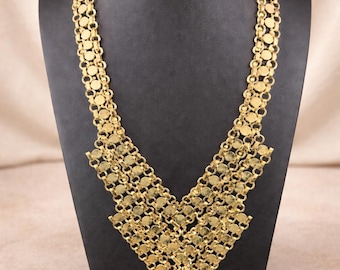 Vintage Gold Tone Mesh Necklace Layered Dot Chain Statement Necklace