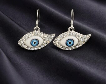 Kenneth Jay Lane Vintage Blue Eye Large Statement Earrings – Signed