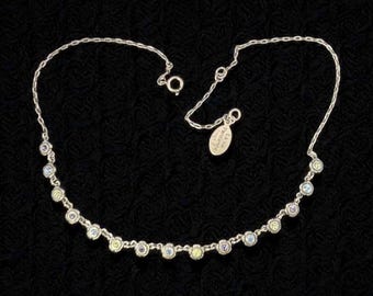 La Vie Parisienne France Vintage Pastel Crystal Flower Necklace