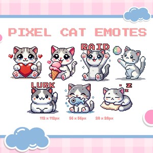 Kawaii Cat Emotes | Twitch Discord YouTube Kick | Cute Chibi Kitten Emoji Emote Pack for Streaming | Perfect For Cozy Aesthetic Gamers
