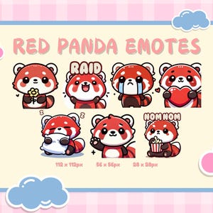Chibi Red Panda Emoji Pack | Twitch Discord YouTube Kick | Cute  Red Panda Emoji Emote Pack | Streaming | Perfect 4 Cozy Aesthetic Gamers