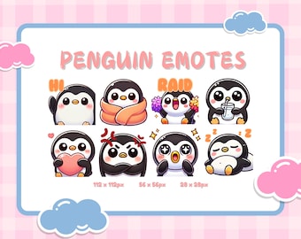 Kawaii Penguin Emotes | Chibi Emoji Pack for Twitch, Discord, YouTube