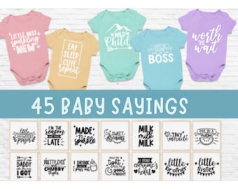 Baby Sayings PNG Bundle – Funny + Adorable Onesie Designs for Boys & Girls | Instant Digital Download | 45 Funny, Heartwarming Baby Quotes