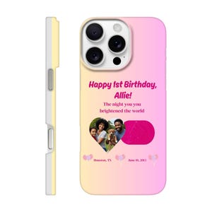 Schlanke iPhone Hülle, Happy Birthday! Personalisierte Sky / Stars Maps von Haustier Geburtstag & Standort, 1 Bild, für Mama, Papa, Kind, Familie