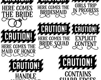 Caution Bachelorette Party, Girls Trip PNG Bundle | Instant Download