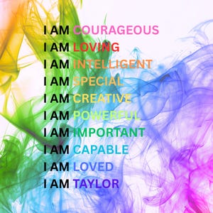MUTIGE personalisierte positive Affirmationen Geschenk für Kind oder Teenager, fesselndes Produkt, mit kundenspezifischen Designs, die vor strahlender Energie birst